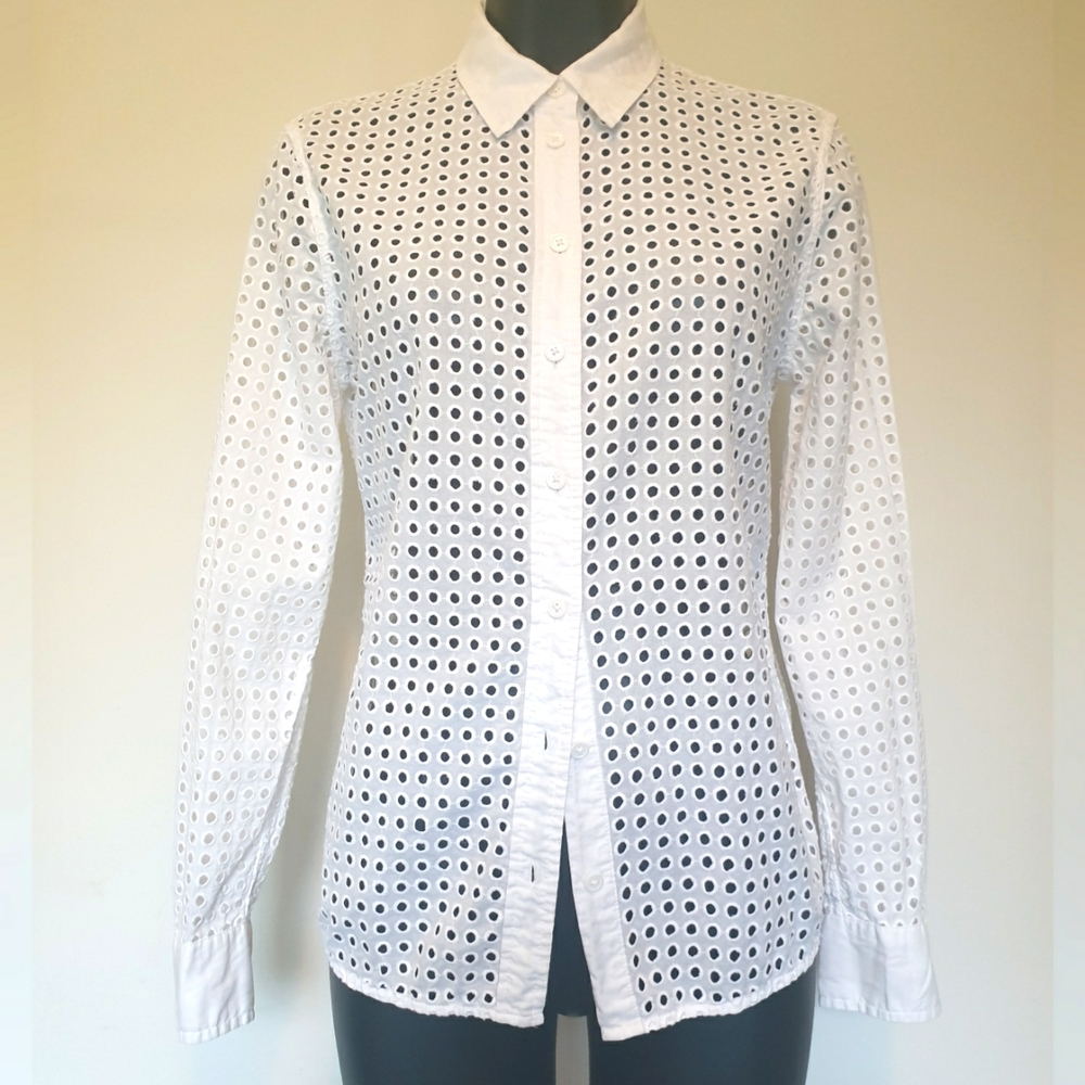 'EQUIPMENT' FRANCE BRODERIE ANGLAISE COTTON SHIRT SZ S/P EU - Picture 1 of 4